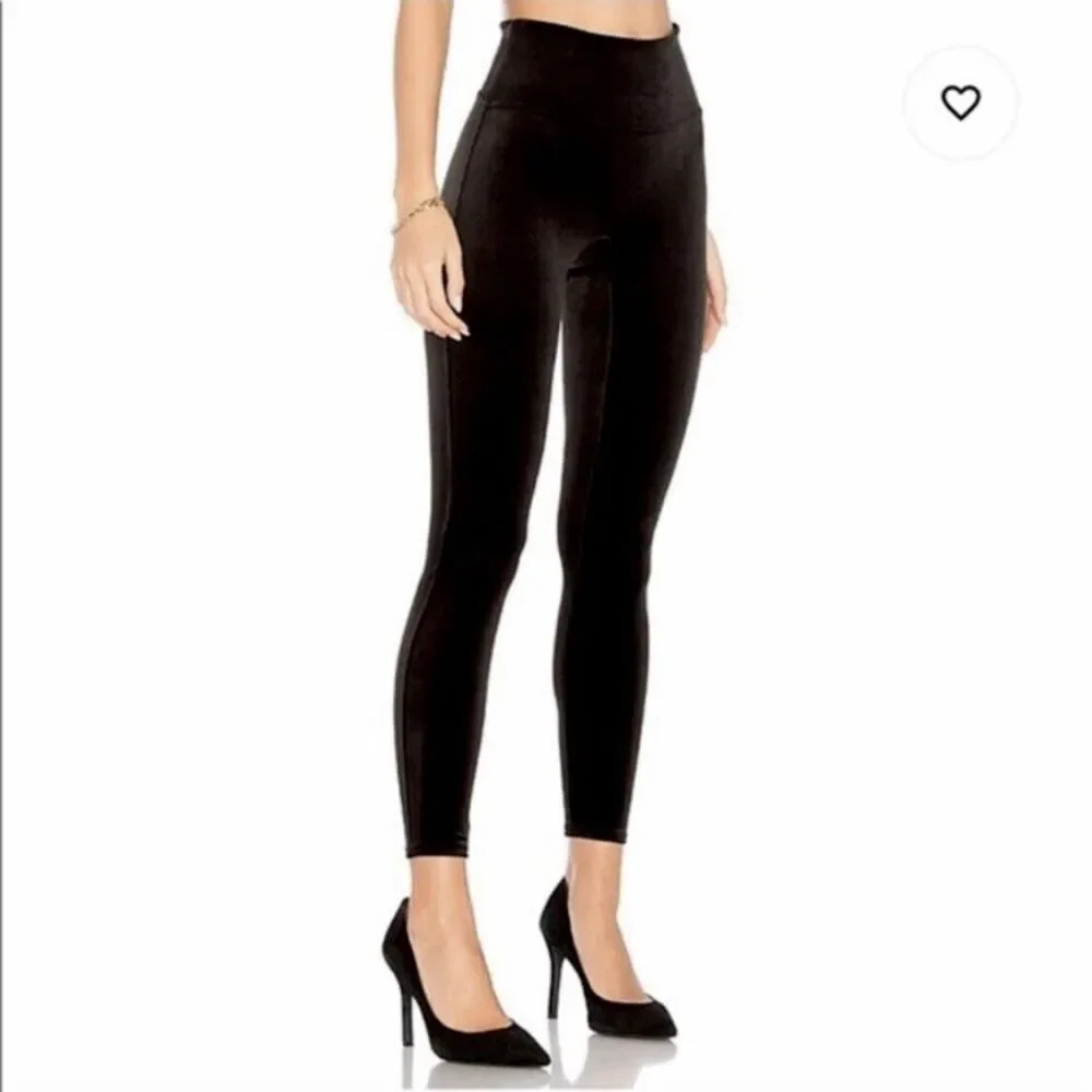 SPANX Black Velvet Tummy Control High Waisted Leggings Pants Stretch Gothic 2X